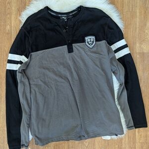 Harley Davidson Long Sleeve Color Block Henley T-shirt Gray And Black